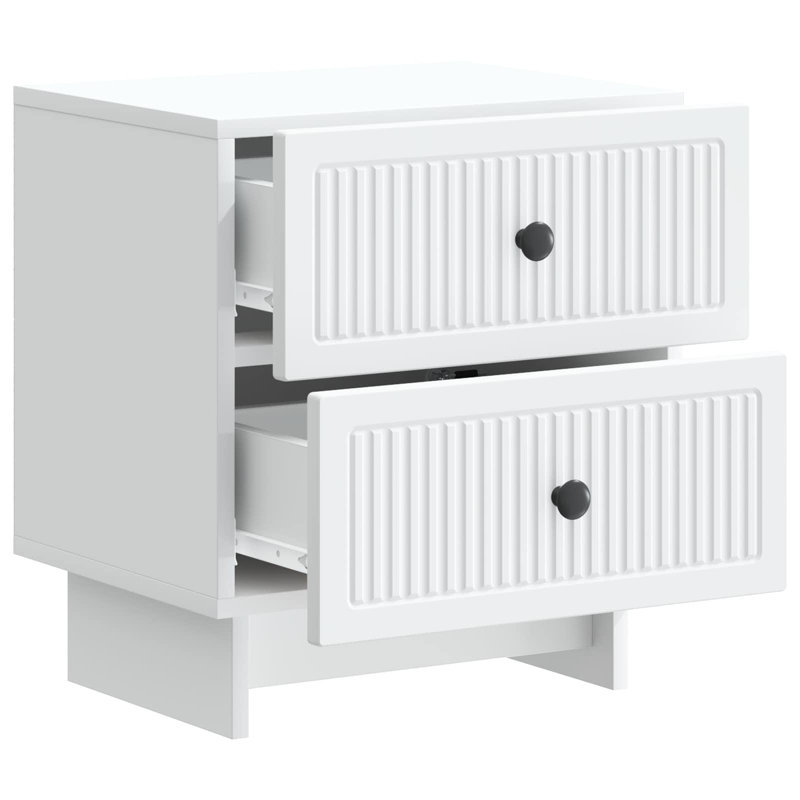 43cm W Manufactured Wood Bedside Table, White