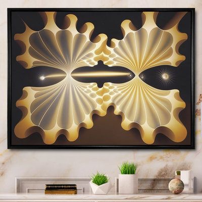 Faisceaux lumineux à travers l'espace en jaune rétro - reproduction sur toile