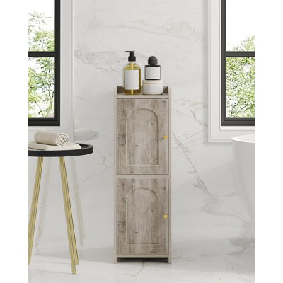 Bathroom Storage Cabinet, Corner Floor Cabinet with 2 Doors and Adjustable Shelf, Narrow Toilet Paper Cabinet, Bathroom Organizer for Small Spaces