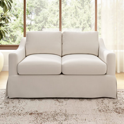 Polyester Slipcovered Loveseat with Reversible Cushions
