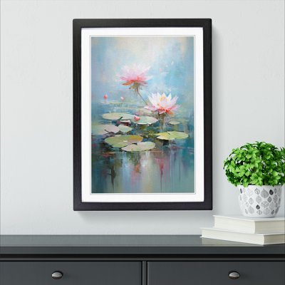 Lotus Flower Impressionism No.3 - Single Picture Frame Print on Wood