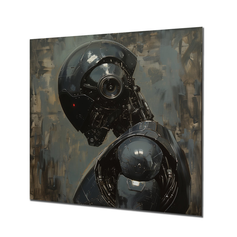 Art mural gris Robot majestueux - Robots, Métal métal, H 30 po x l 30 po