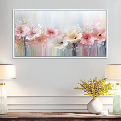 Pink White Pink and White Poppies Under Rain – Floral Framed Prints, Colorful Wall Decor