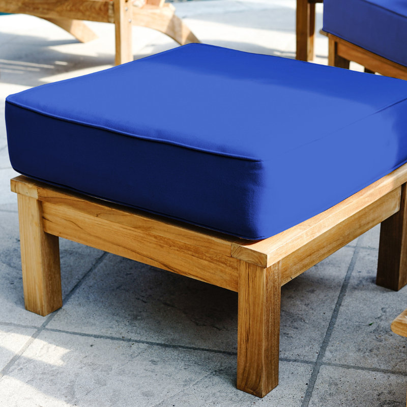 Galvan Solid Wood Teak Outdoor Ottoman, Navy