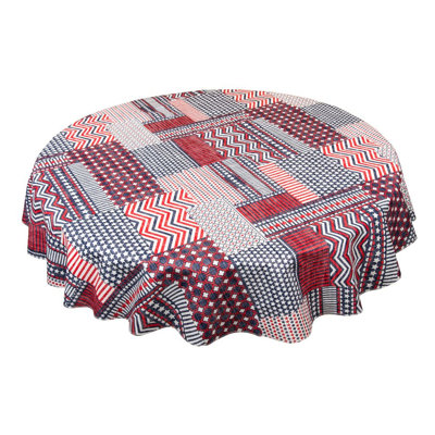 Sandsmere Flannel Backed Vinyl Tablecloth (60" Round) - Patriotic Patchwork