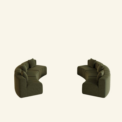 Canapé modulaire courbé en chenille avec 6 coussins, canapé modulaire courbé symétrique semi-circulaire pour la chambre à coucher, le salon, le bureau pour les loisirs ou la sieste, la salle de lecture et le hall d'entrée