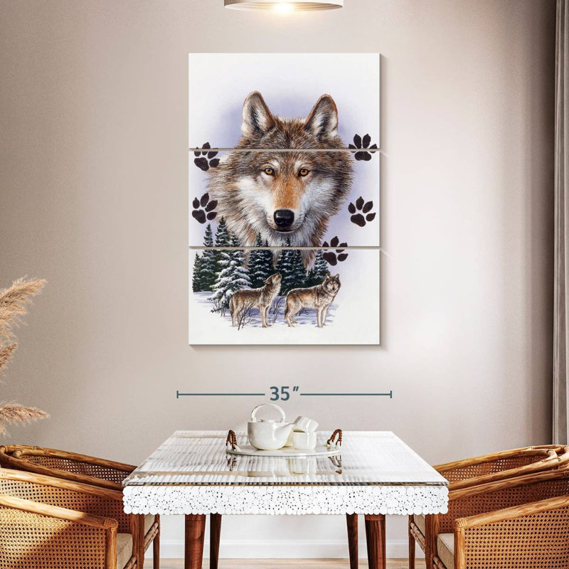 Montage de loup Brampt hiver, H 50 po x l 32 po