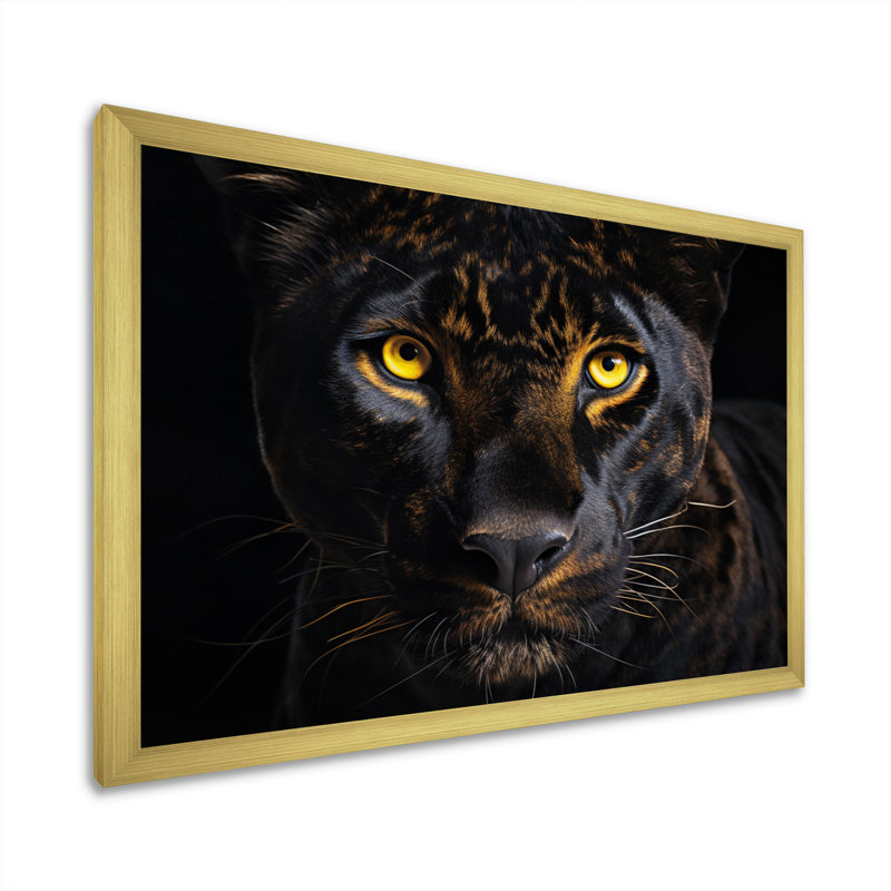 Noir, panthère blanche et majestueuse panthère, H 30 po x l 40 po x P 1,5 po, Cadre doré simple