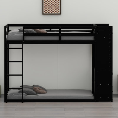 Smart-Organized Bunk Bed With Hanging Rail, Light Strip, Drawers, And Dual Pegboard Workspaces