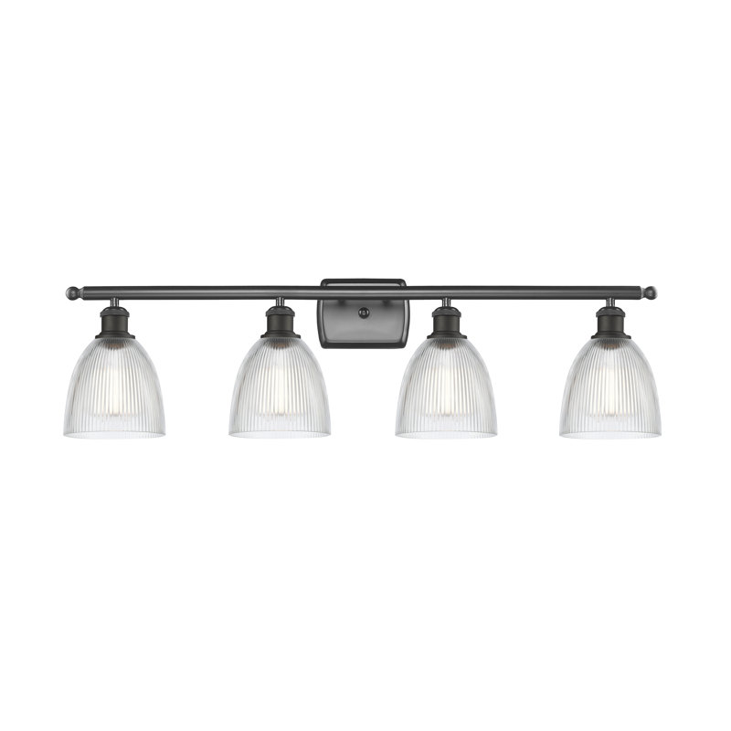 Éclairage de salle de bain à intensité variable 4 lumières Asdsit, Transparent, Ampoule DEL 6 watts Vinage, Bronze huilé