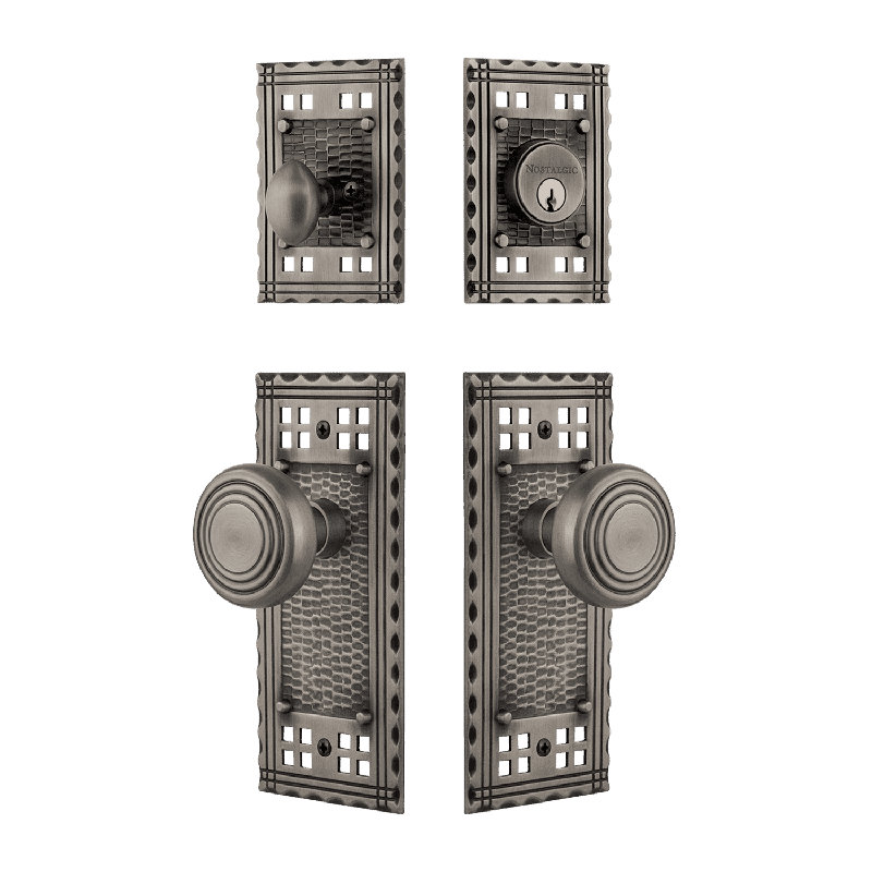 Nostalgic Warehouse Craftsman Entry Set with Deco Knob, Antique Pewter, 2.75