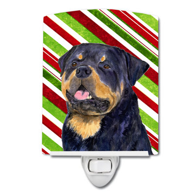 Rottweiler de canne à sucre en céramique pour noël