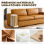 Canapé-lit surdimensionné en cuir de 82,7 po de largeur, causeuse rembourrée avec coussins profonds et accoudoirs carrés, canapé modulaire luxueux et confortable de style Mid-Century 4 places pour le salon, orange