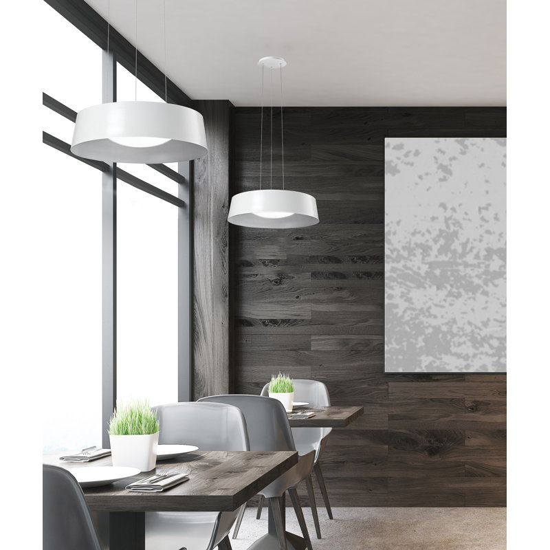 Luminaire suspendu tambour Sampson, Blanc / argent