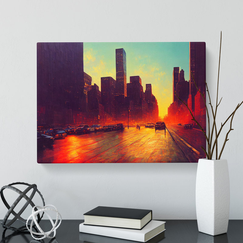 Modern New York Skyline Vol.2 - Wrapped Canvas Painting, 50cm H x 76cm W x 3cm D