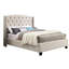 Grand lit tapissier à oreilles tapissier beige avec détail de boutons - centre de table luxueux élégant