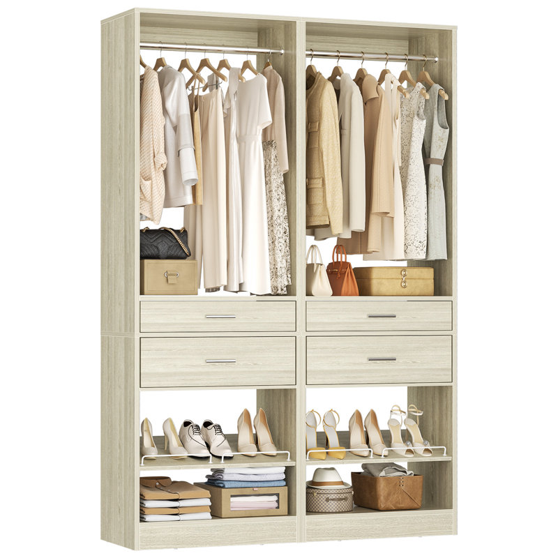 Garde-robe autoportante l 49 po avec tringle et tiroir, Blanc,  H 80 po x l 49 po x P 15,8 po