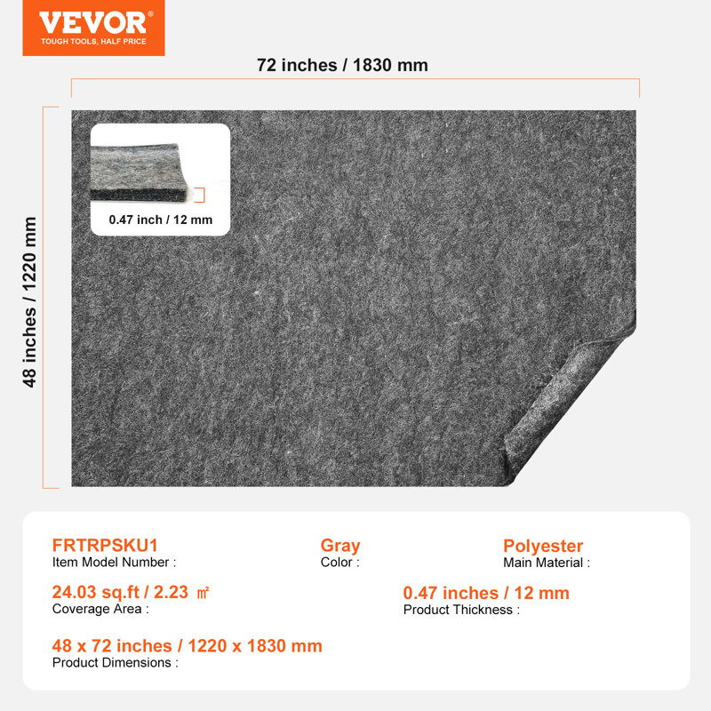 1.2cm Thick Rug Pad