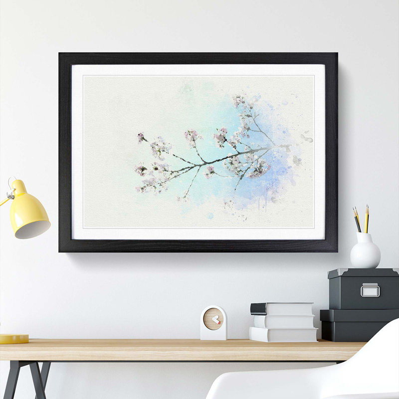 Pink Cherry Blossom Tree in Sunlight in Abstract - Picture Frame Graphic Art Print, 50cm H x 76cm W x 2cm D, Black