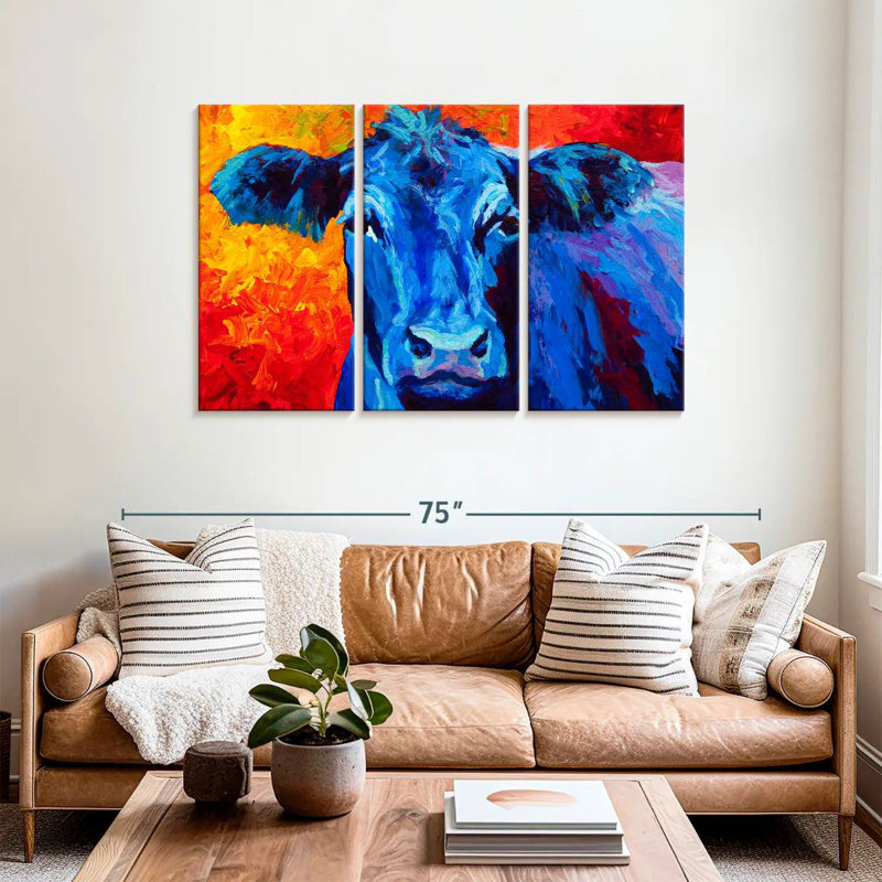 Brampt Blue Cow, 36" H x 57" W