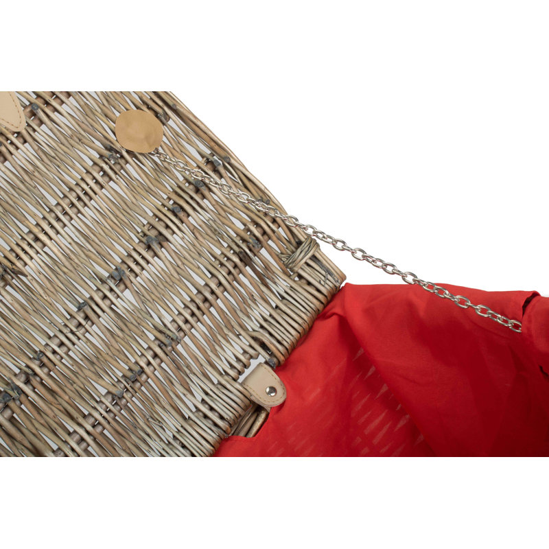 Wicker Hamper with Lining, Antique Wash/Red, 26cm H x 56cm W x 37cm D