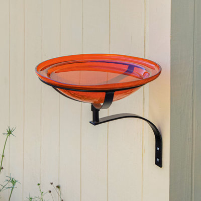 12 Inch Crackle Birdbath with Wall Mount Bracket