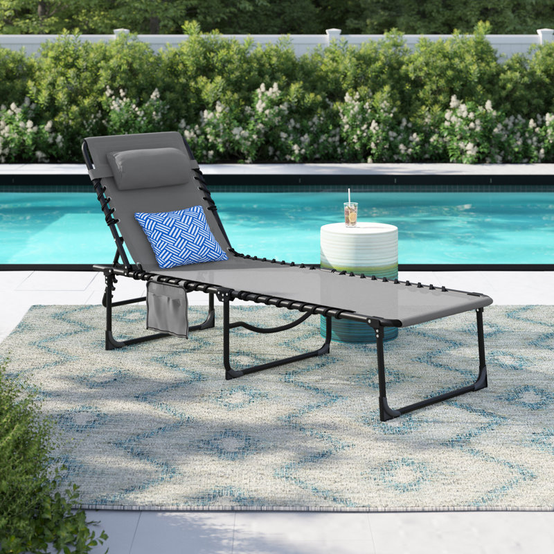 Chaise longue simple inclinable 74 po Aylin, Gris