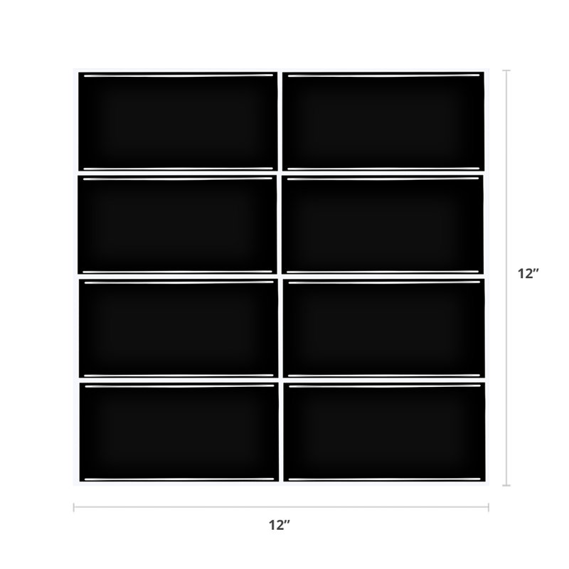 Carreau de métro auto-adhésif en PVC 12 po x 12 po, Noir