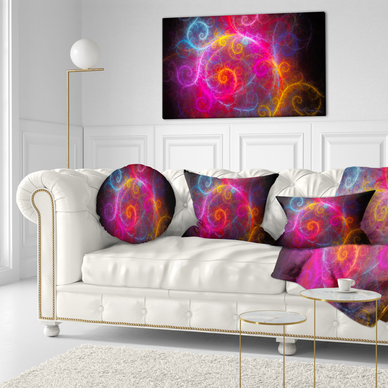 Beautiful Fractal Pattern - Abstract Printed Pillow, Pink/Red