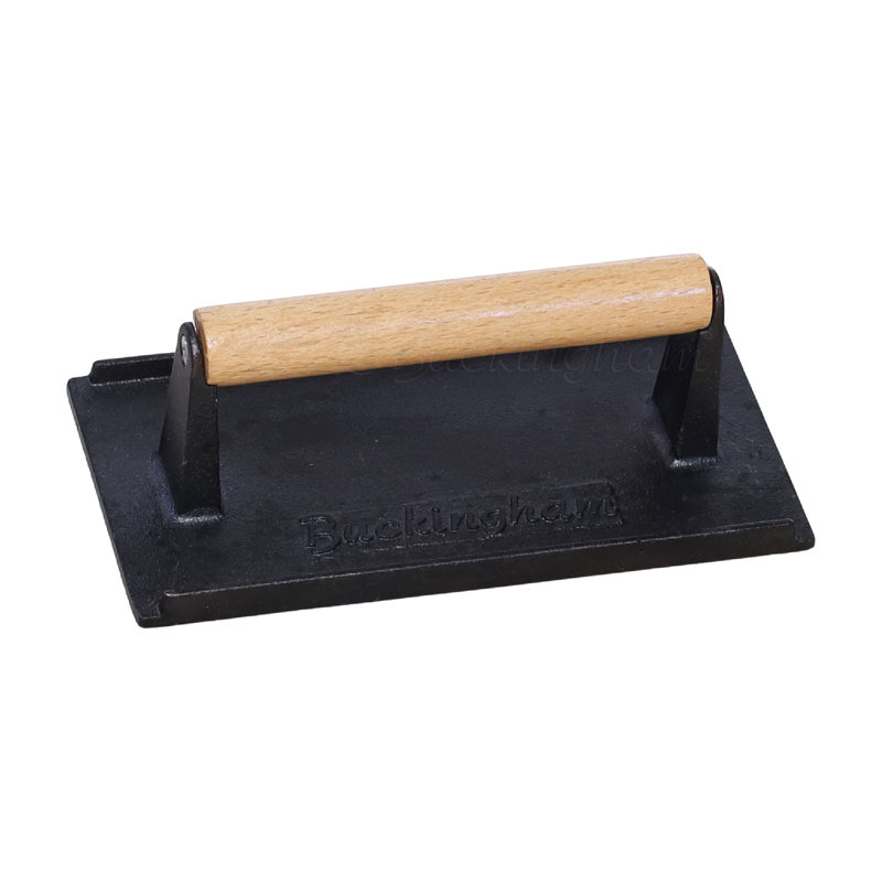 Buckingham Cast Iron Steak Weight Grill Press with Wooden Handle 21 Cm  
