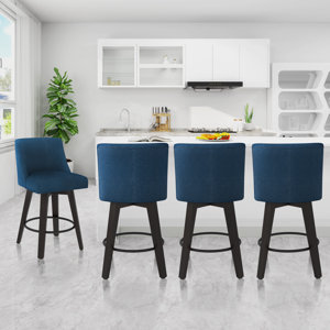 Malakeh Swivel Stool with Solid Wood Frame