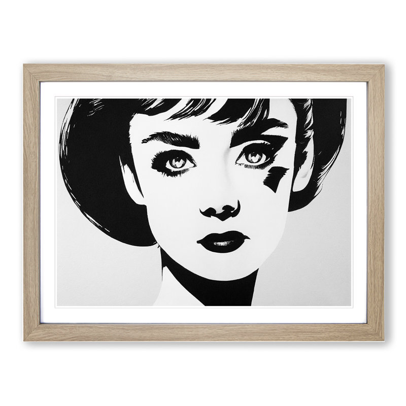 Woman - Framed Print, 25cm H x 34cm W, Oak Framed