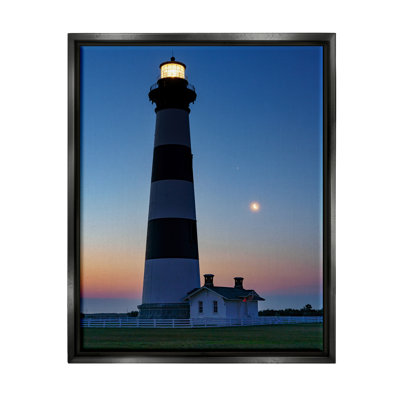 «Blue Moonlit Lighthouse Coast Floater», art mural par Rick Berk