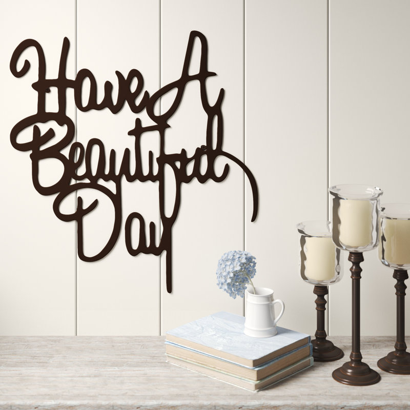 Wall Art - Have a Beautiful Day Decorative Metal Wall Sign - 3D Word Art Home Décor for Modern Rustic or Vintage Farmhouse Styles