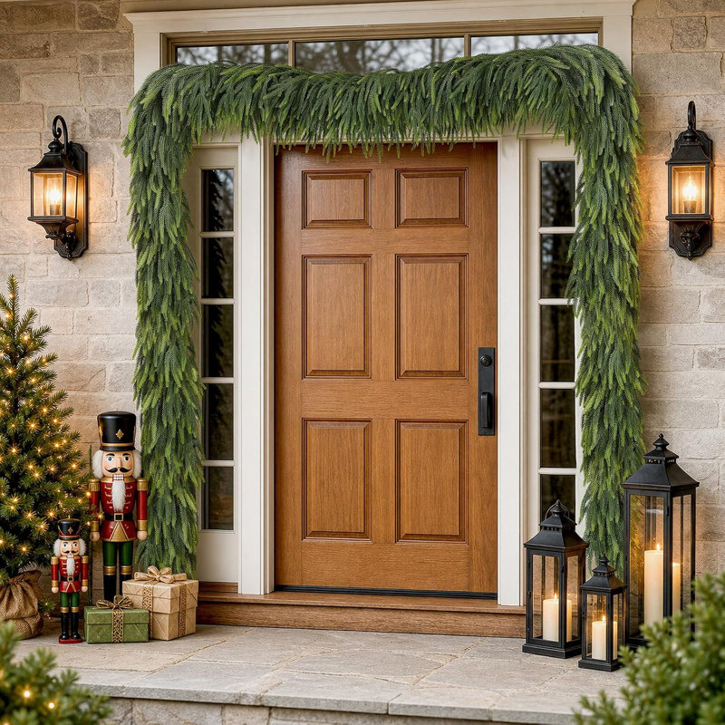 in. Lighted Fresh Faux Artificial Garland, 6FT(1.8M),2pcs