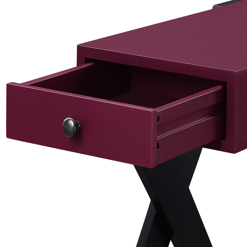 Table d'appoint bâbord avec tiroir pratique, style bourgogne/noir. Élégante et pratique, elle se distingue par son design noir/bordeaux.