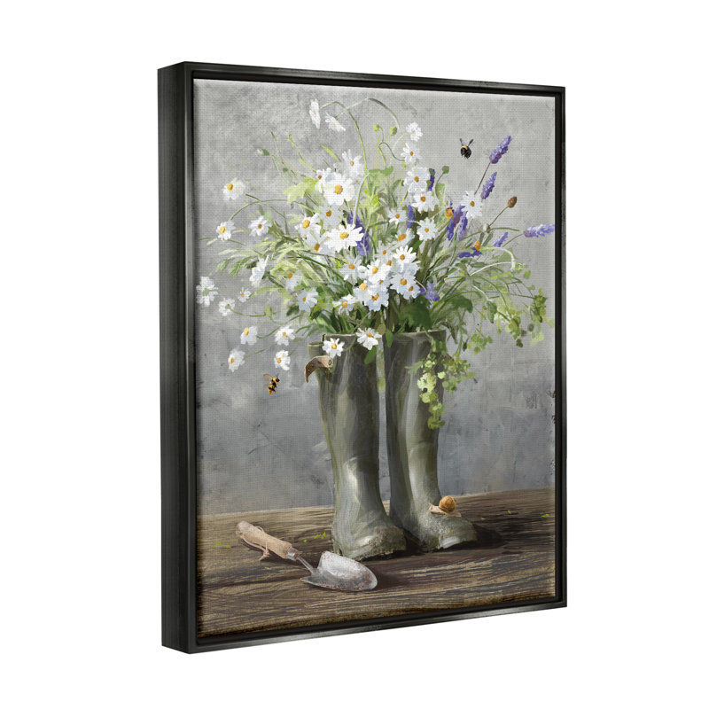 Aw-987-Bouquet de jardinage encadré par Danhui Nai, Cadre flottant noir de jais, H 21 po x l 17 po x P 1,7 po