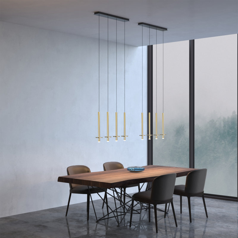 Zakaryan 4 - Light Matte Black Kitchen Island Pendant, Brass