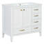 Meuble-lavabo 36 po avec lavabo, armoire de salle de bain avec porte à fermeture en douceur, 4 tiroirs de différentes tailles, structure et pieds en bois massif-115672266