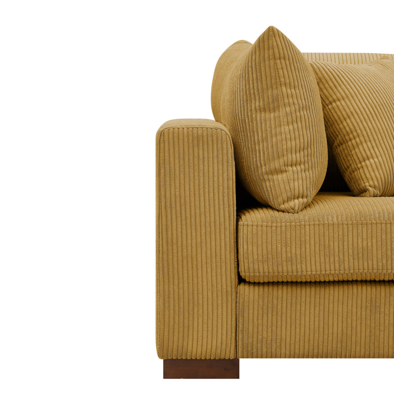 Alcantara Upholstered 89.5'' Sofa, Yellow Corduroy