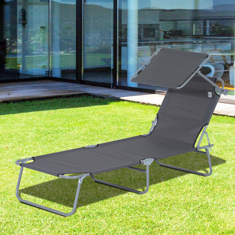 Chaise de randonnée avec structure pliable et abat-jour amovible - Gris