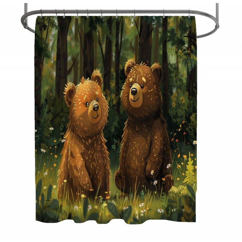 12137_Robe de douche ours en peluche - Décoration de salle de bain vie sauvage, L 70 po x L 73 po