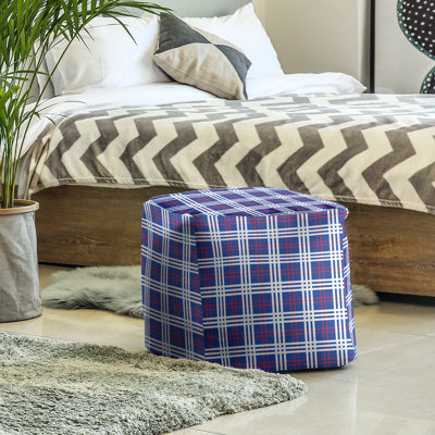Pouf carré à carreaux New England