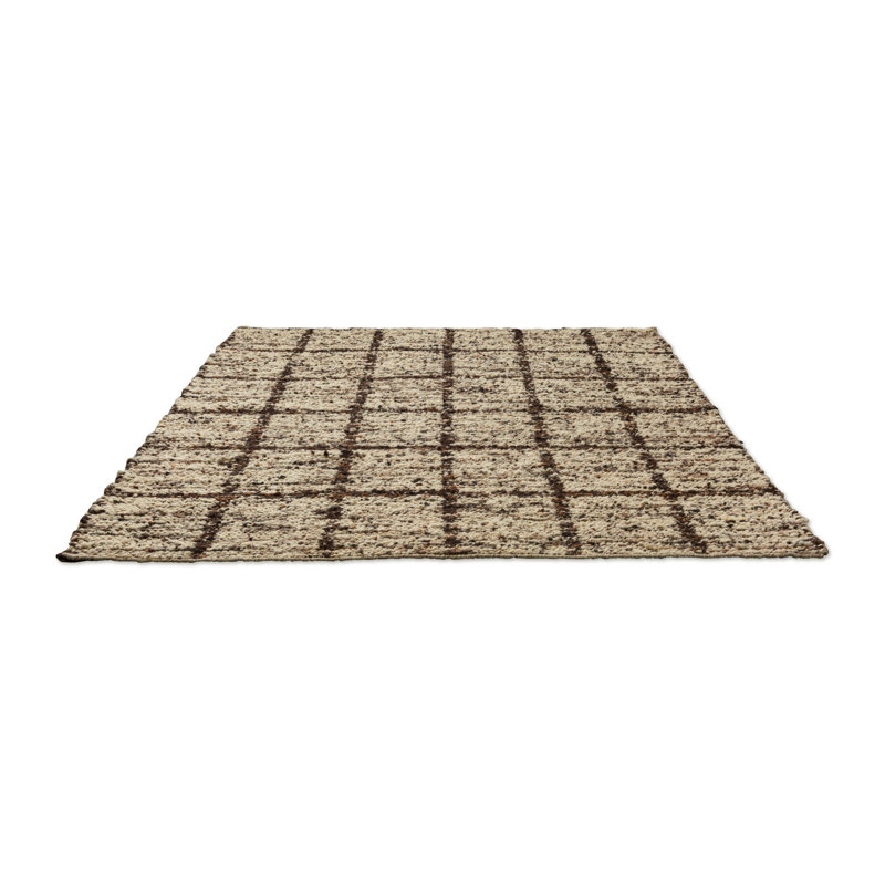 Wool Geometric Area Rug in Brown, Rectangle 4'7" x 6'7"