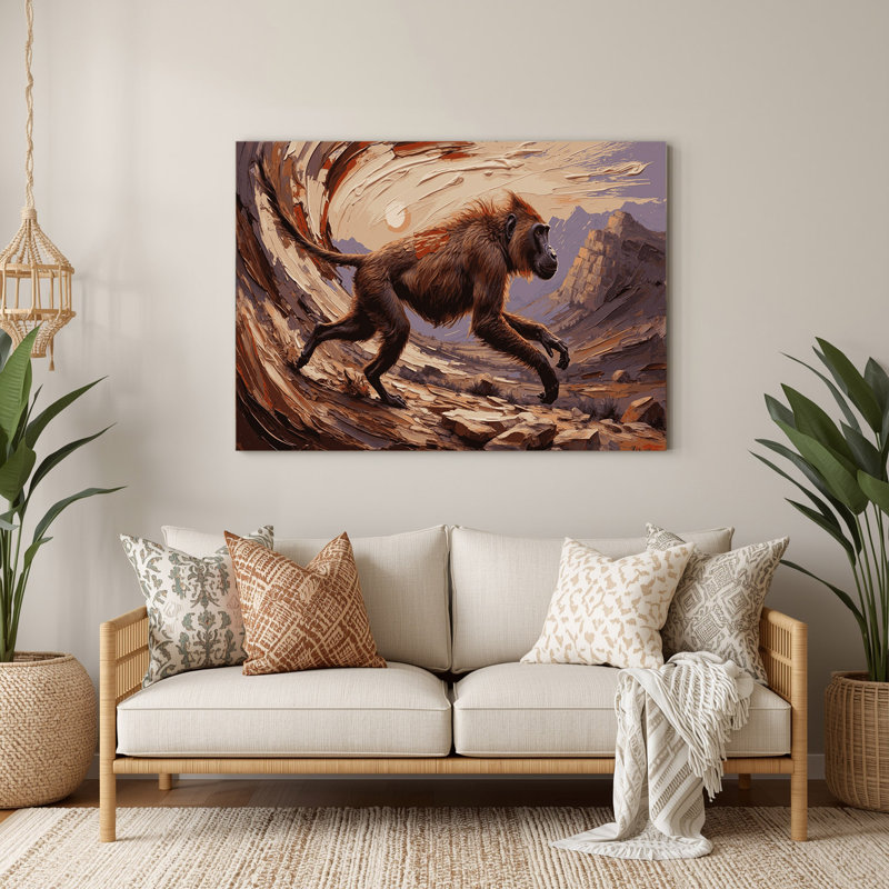 Faune, art mural en métal brun Gelada, H 16 po x l 20 po