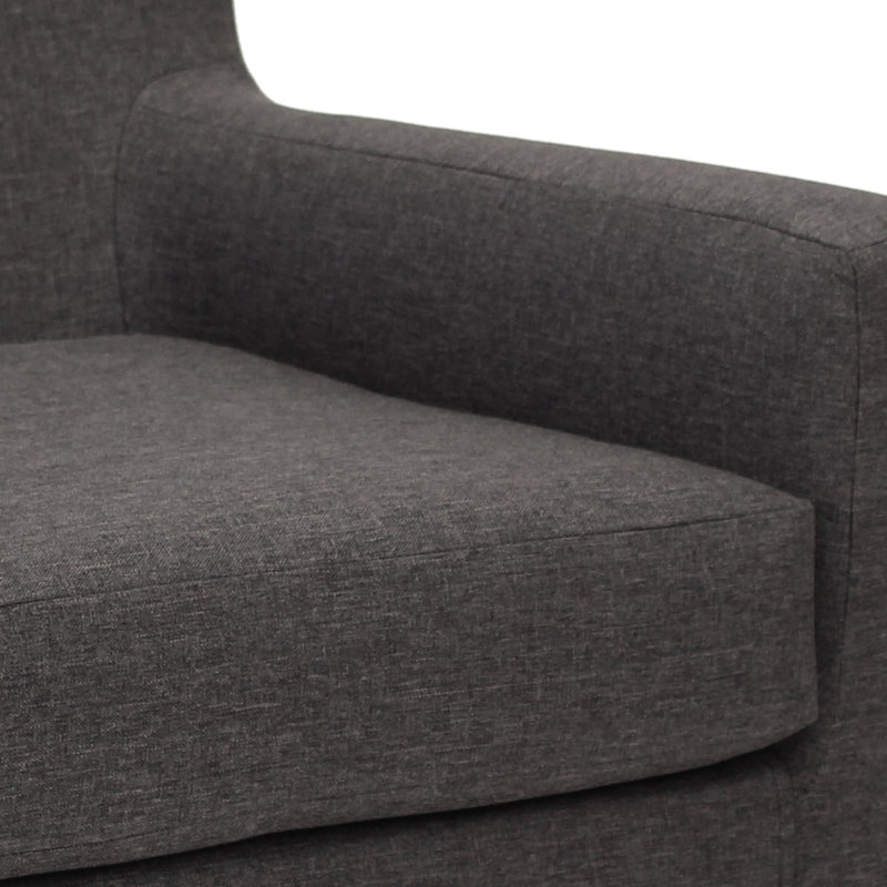 Fauteuil l 28 po Donham, Tissu performance natté gris Jitterbug, Noir