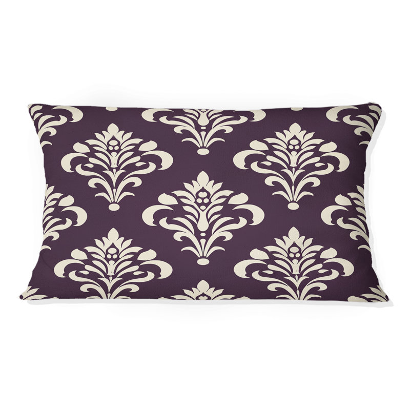 Coussin lombaire mauve blanc damassé Elegance VII Modern
