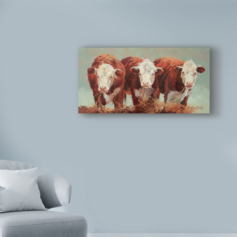 « three of a kind vaches », reproduction de peinture à l’acrylique sur toile tendue, H 10 po x l 19 po x P 2 po