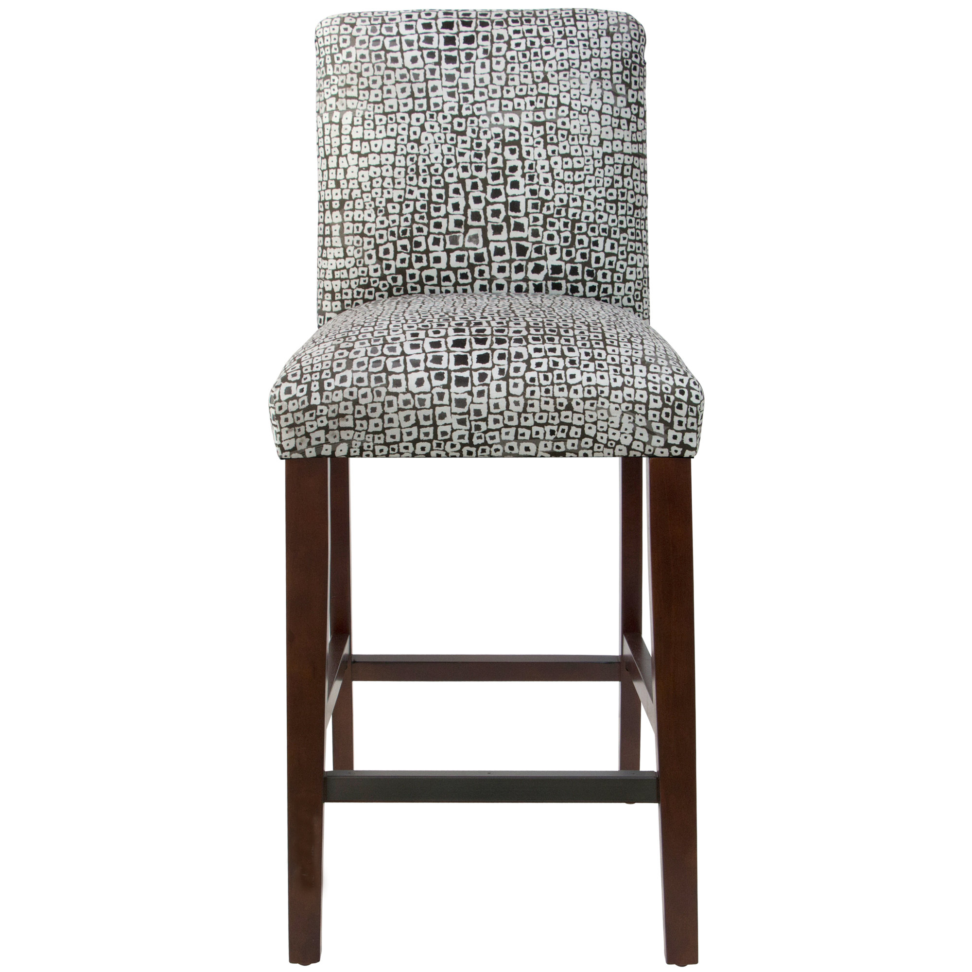 Hadrien Upholstered Stool, Bar Stool (31” Seat Height), Shaana Indigo, Espresso