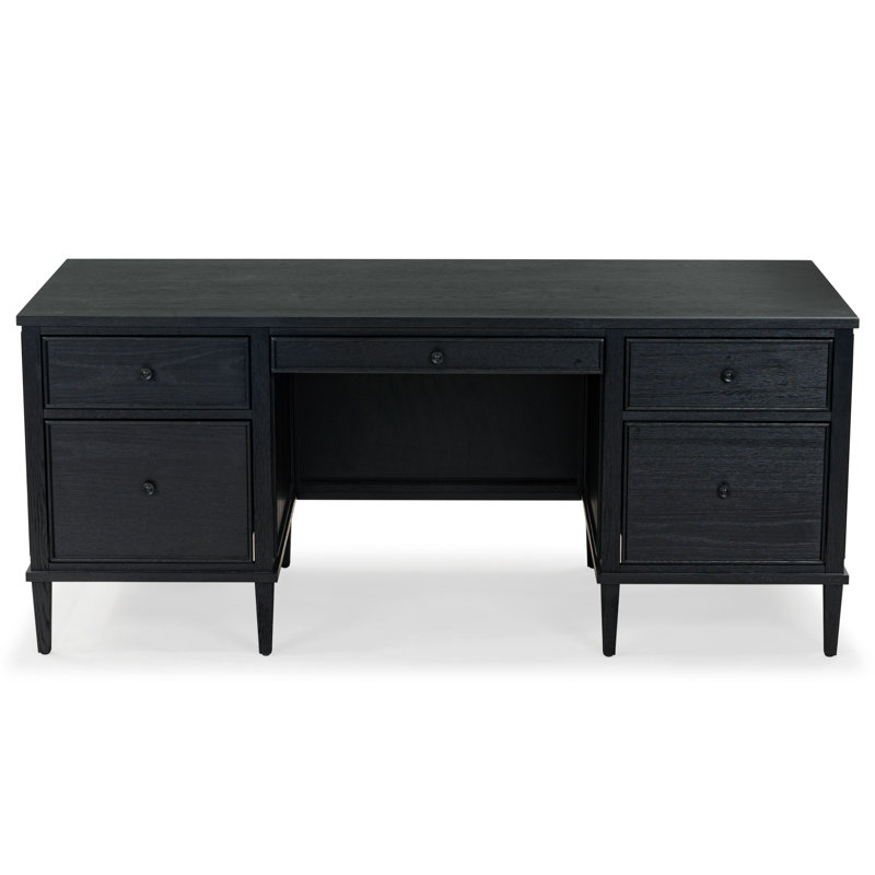 Ariella 5 Drawer Wood Desk, Black